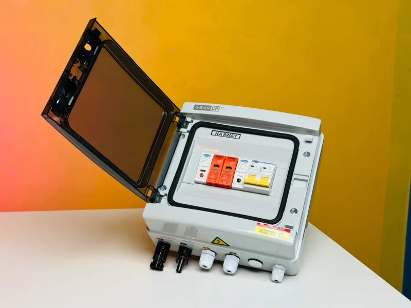 GearUP 8-Way DC PV Combiner Box with MCB, Fuse & SPD (IP65 Waterproof)