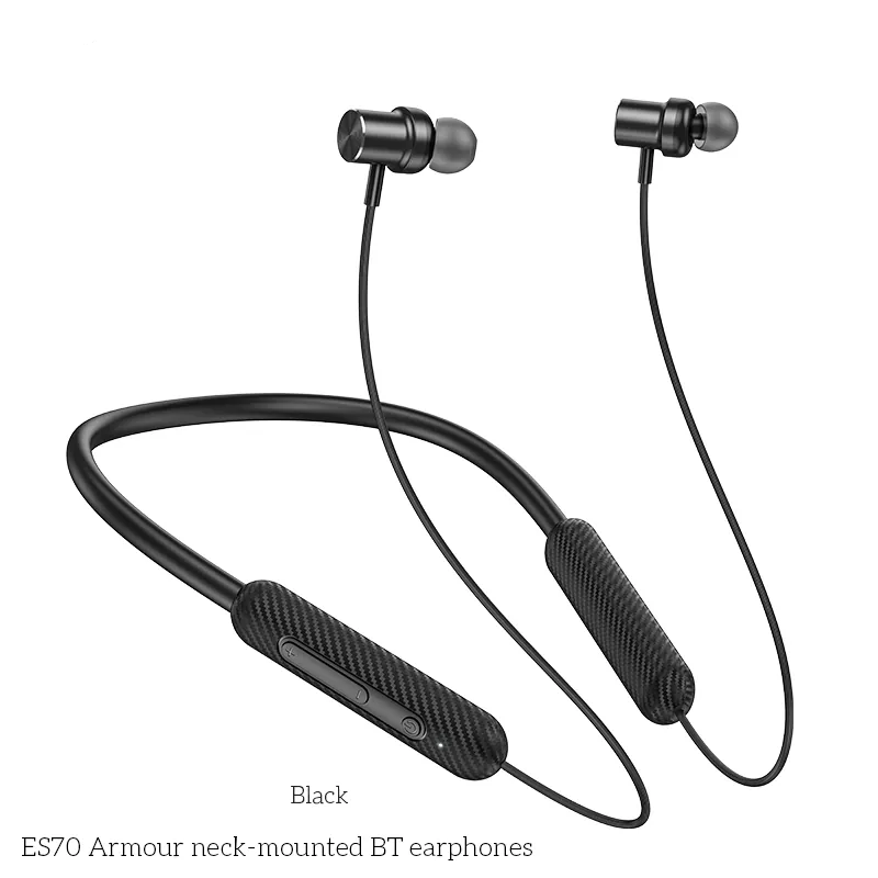 Hoco ES70 Long Battery Backup Bluetooth Neckband – Black Color