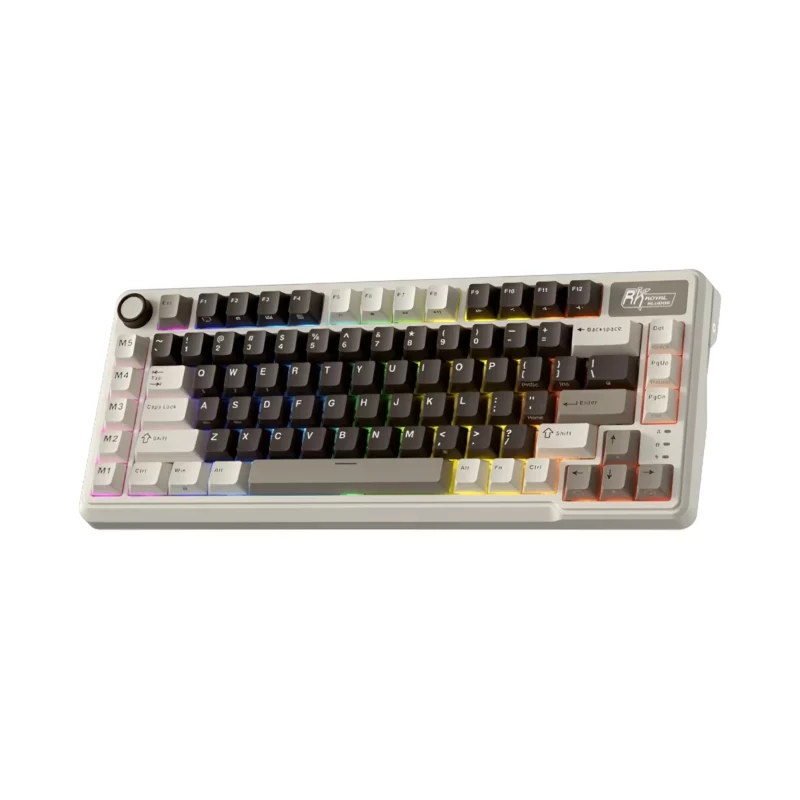 ROYAL KLUDGE RK L75 Tri-Mode Hot-Swappable Wireless Mechanical Gaming Keyboard – Mocha Grey