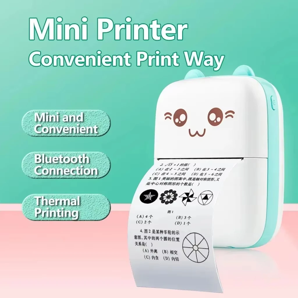 Portable Thermal Printer Lightweight Cat Shaped Pocket