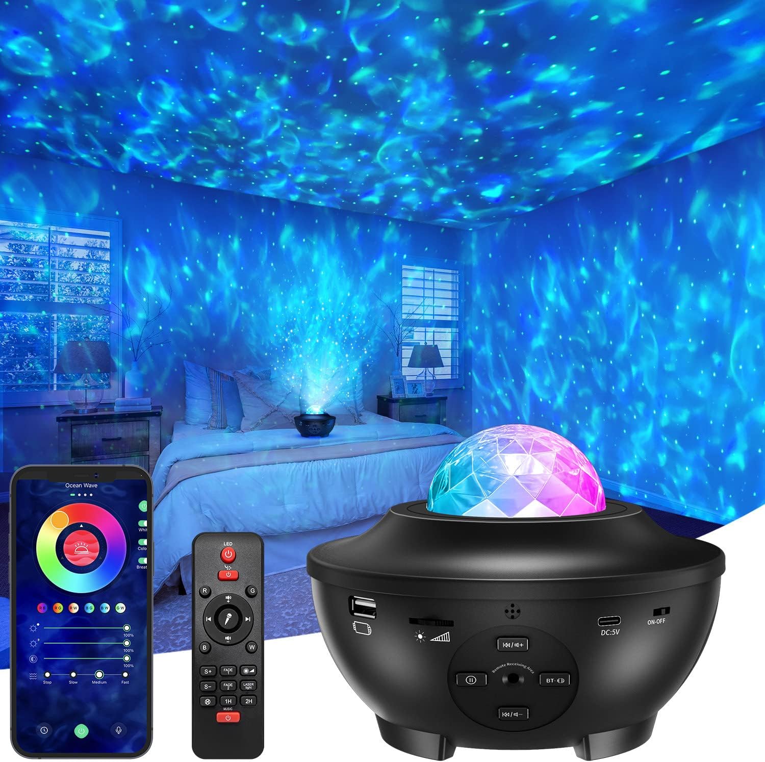 Galaxy Projector Star Starry Sky LED Night Light Projector Bluetooth Speaker Bedroom Lamp Universal Mini LED Lights Projector Light