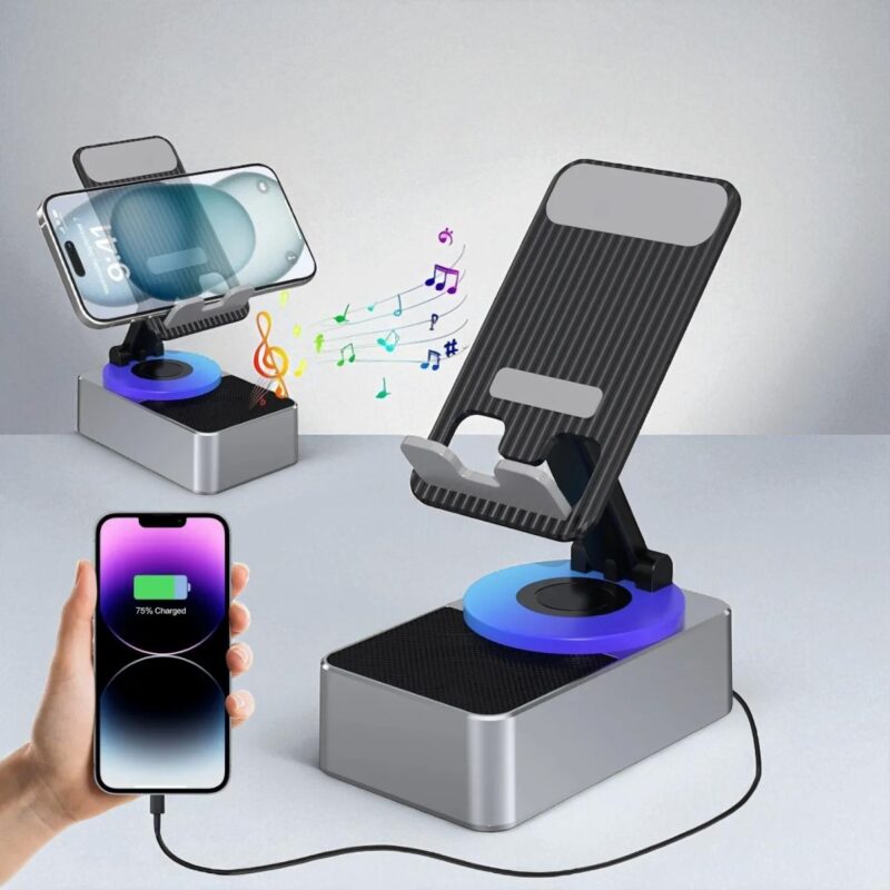 3-in-1 Bluetooth Speaker with Phone Stand & Power Bank